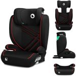 LIONELO Hugo i-Size Autostoel (100-150 cm) Groep 2/3 – Kinderzitje 4-12 Jaar met ISOFIX & Autogordel, 8-Positie Verstelbare Hoofdsteun, Zijbescherming, Comfortabel Zitje, Ademend Stoffen, Zwart Rood