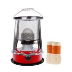 Perel Mobiele petroleumkachel 2600W met lont/wiek + 2 reserve, draagbare oliekachel voor buiten camping tent, 4.6L tank, 18 uur brandtijd, zuinige kerosine bijverwarming zonder stroom, noodkachel