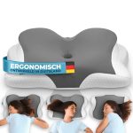 GLÜCKSTOFF® Ergonomisch Kussen [Genomineerd voor Innovatieprijs Ergonomie] Memory Foam Kussen | Ergonomisch Nekkussen Nekrol Zijslaper Kussen grijs