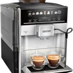 Beste Siemens koffiemachine Siemens Volautomatische koffiemachine EQ.6 plus s300 TE653501DE, voor vele koffiespecialiteiten, melkopschuimmondstuk, keramische molen, dubbele kopfunctie, antikalk, automatische stoomreiniging, 1500 W, zilver, grijs