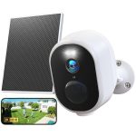 GNCC 2K Wifi-camera voor buiten, draadloos, met zonnepaneel, buitencamera met nachtzicht in kleur, bidirectionele audio, PIR-alarm, werkt met Alexa, 2,4 G/5 GHz wifi, IP65
