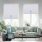 Beste elektrische rolgordijnen SmartWings Gemotoriseerde Rolgordijnen, 100% Verduisterende Automatische Slimme Raamblinds met Zigbee Motor Alexa, Snoerloze Oplaadbare Afstandsbediening, Wit, B30 x H72 cm