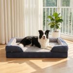 JOEJOY Groot orthopedisch hondenbed, groot wasbaar kattenbed, hondenkussen met celstructuur en verwijderbaar, waterdicht gevoerd rubber, orthopedisch hondenbed, grijs