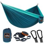 AnorTrek Camping Hangmat, Super Lichtgewicht Draagbare Parachute Hangmat met Twee Boom Bandjes Enkele of Dubbele Nylon Reisboom Hangmatten voor Camping Backpacken Wandelen