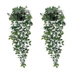 XongSyue Kunstmatige hangplanten, 2 Pack kunstplanten binnen in potten, Kleine Kunstplanten in potten, Indoor Kamerplanten Opknoping, Groen Faux Klimop Decor, Nep Potplanten voor Indoor Outdoor Decor